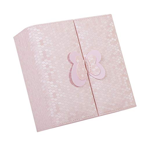 GXF Mariposa de Color Puro Caja de Flores Doble Elegante Caja de Joyas de Regalo Hermosa Caja de Almacenamiento de Joyas (Rosa)