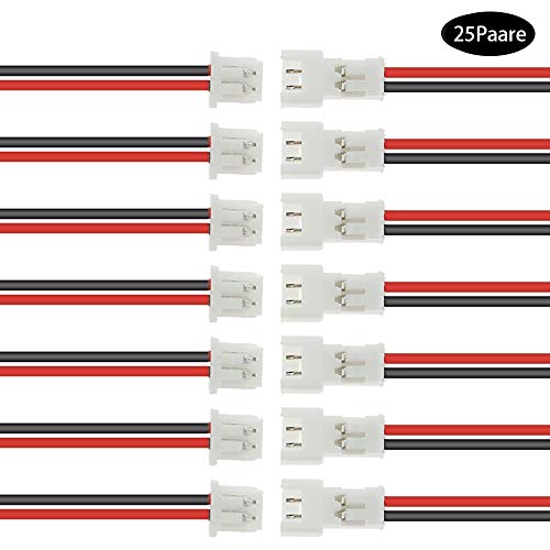 Her Kindness 25 Pcs JST 1.25mm 2 Pin JST-PH Connector Macho Hembra Alambre de Cable de Conector