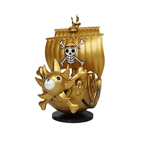 Juguetes DSJSP Una Pieza Thousand Sunny Oro del Barco Pirata Sonny Marinero Regalo Adornos de PVC Modelo de la Mano de la muñeca de cumpleaños Hermosa Alto 22 cm en Caja