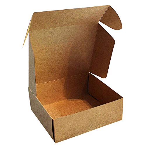 Kraft Cajas de Regalo (Pack de 50) - 13x12x5cm Marrón Kraft Papel Cajas de Regalo Autoensamblables para Presentación Regalo, Fiestas, Bodas, Galletas y Joyas