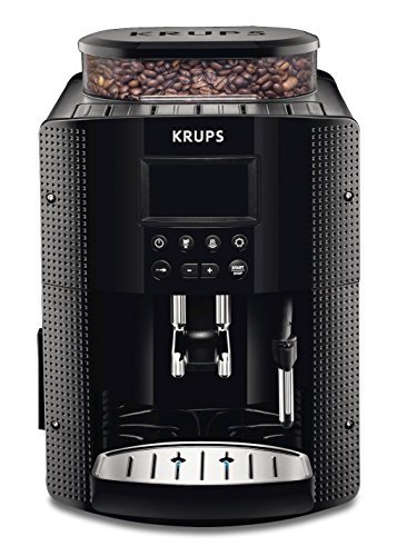 Krups EA8150 - Cafetera Automática 15 Bares de Presión, Pantalla LCD, 3 Niveles de Intensidad, Ajustable de 20 ml a 220 ml, Programa Automático de Limpieza y Descalcificación, Molinillo Integrado