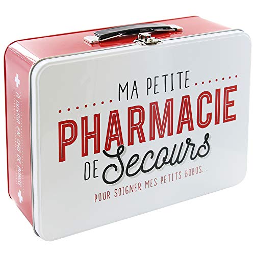 LA BOITE A BT6630 Caja Metálica con Texto en francés Pharmacie Rojo/Blanco 26,50 x 9,40 x 22,30 cm