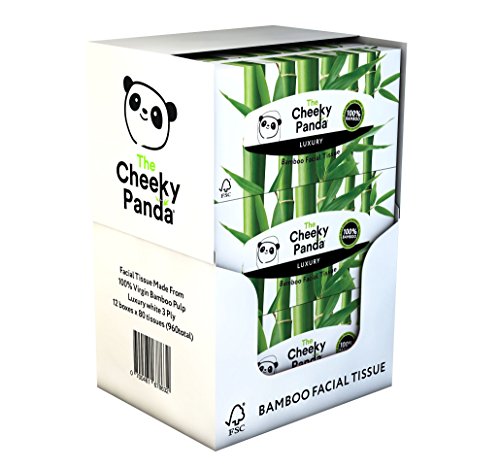 La Cheeky Panda 100% bambú tejido facial caja de soporte de, 12 unidades, total 960 tejidos