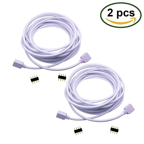 LitaElek 2x 2.5m Cinta de LED RGB cable de extensión Conector de Tira LED para SMD 5050 3528 2835 RGB LED tiras de luces LED Strip con 4x macho a macho 4pin tapones (2.5m, 2pcs)