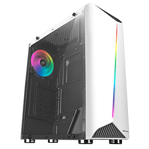 Mars Gaming MCX, caja de PC ATX, cristal templado, ventilador RGB DUAL, blanco