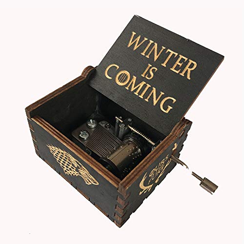 MINGZE Caja de música de Madera manivela, Pure Hand-Classical Music Box Hand-Wooden Music Box Creative Wooden Crafts Best Gifts, Variedad de Estilos (Game of Thrones（Black）)