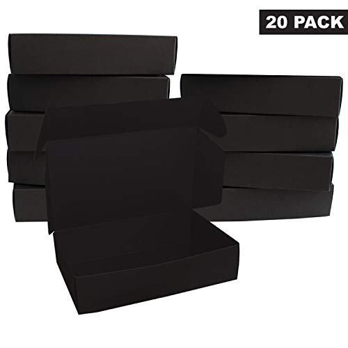 Negro Regalo Caja (20 Pack) - Cajas de regalo (19 x 11 x 4,5 cm) - Cajas de presentación de paquete plano para chocolates, regalos & joyas - Fiesta, festivales & ocasiones de boda