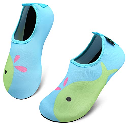 Niño Barefoot Swim Water Skin Shoes Calcetines Aqua para Piscina de Natación en la Playa Niños Niñas,Delfín Verde,22/23