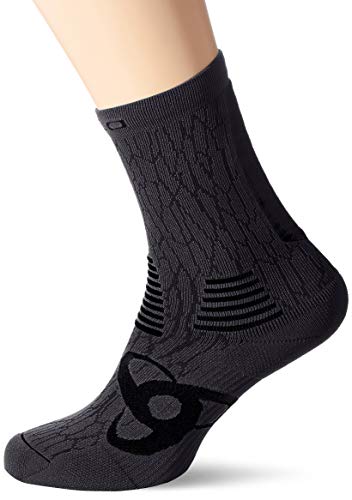 Odlo Long Ceramicore – Cool Light Calcetines, Unisex, 763580, Black - odlo Steel Grey, 36-38