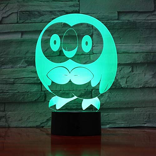 Pokemon Go Rowlet Figure Rowlet 3D LED Night Light USB Table Lamp Kids birthday Gift Bedside home decoration