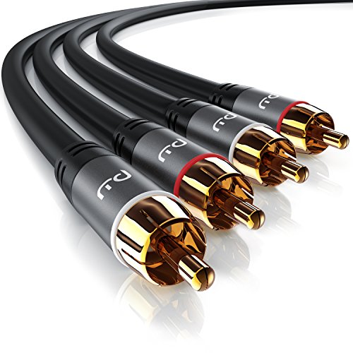 Primewire - 5m HQ Audio Cable - 2X Conectores RCA Macho a 2X Conectores RCA Macho - Conector metálico de precisión - Serie Design Cool Grey