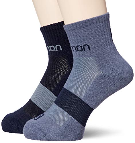 SALOMON Evasion 2-Pack 2 Pares de Calcetines Tobilleros, Unisex Adulto, Negro/Gris (Night Sky/Flint Stone), M (39-41)