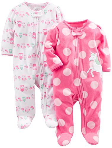 Simple Joys by Carter's Baby Girls paquete de 2 calcetines de forro polar para dormir y jugar ,Owl/Unicorn ,US NB (EU 56-62)