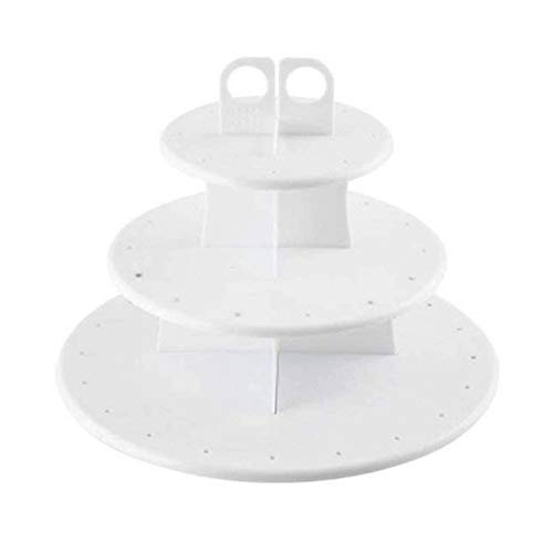 Soporte para Cupcakes, Soporte para Cake Pops Y Cupcakes,Soporte de 3 Cocina de Capas para Tartas y Cupcakes, de plástico, Apto para Uso alimentario,Blanco