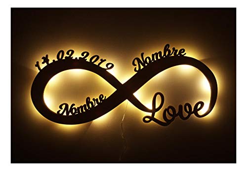 Te amo por siempre Regalos originales - Para tu Ellos él Amiga Novia Amigo Novio Pareja Hombre - De Aniversario - De Novios - De Boda - LED Decoración - Personalizados con Nombres