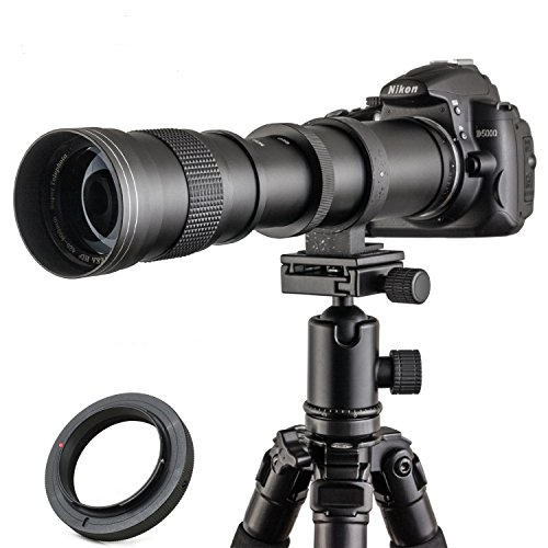 Teleobjetivo manual 420-800 mm F/8.3-16 de marco completo para cámara digital Nikon D7100 D80 D90 D600 D5000 D5100 D3200 D7000 D7200 DSLR con funda de piel, de Jintu