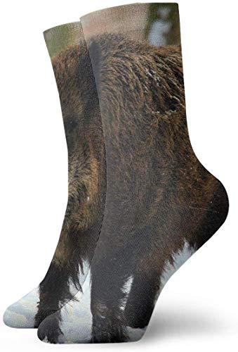 tyui7 Forest Winter Snow Wild Boar Calcetines de compresión antideslizantes Cosy Athletic 30cm Crew Calcetines para hombres, mujeres, niños