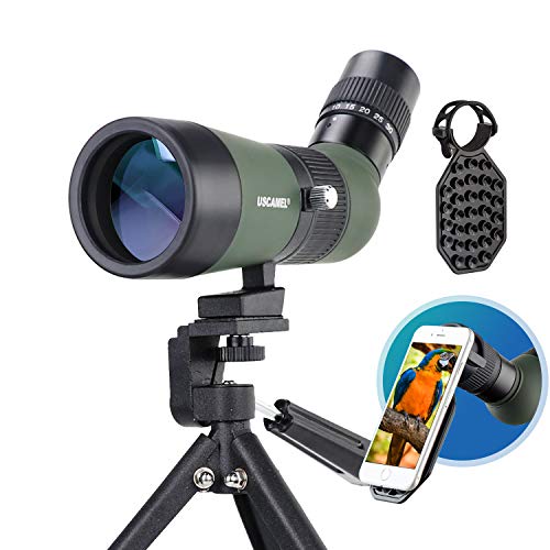 USCAMEL 10-30 x 50 mm zoom mirador con trípode y adaptador de cámara de teléfono móvil, telescopio monocular HD resistente al agua y a prueba de niebla para observación de aves, vida silvestre