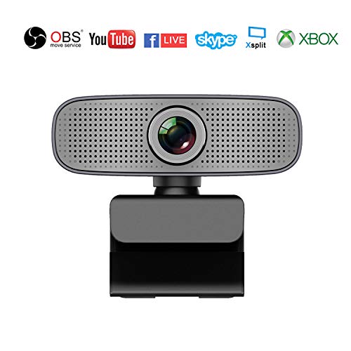 Webcam HD 1080P Stream Cámara Web con Micrófonos Duales Integrados Compatible con Xbox OBS Twitch Skype Youtube XSplit, Compatible con Mac OS Windows 10/8/7