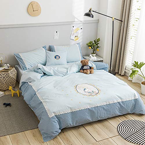 yaonuli Edredón de Ropa de Cama de Dormitorio de Estudiantes de algodón de Dibujos Animados de Cuatro Piezas de algodón para niños Oso 11 Cama aplicable 1.2M-1.35M