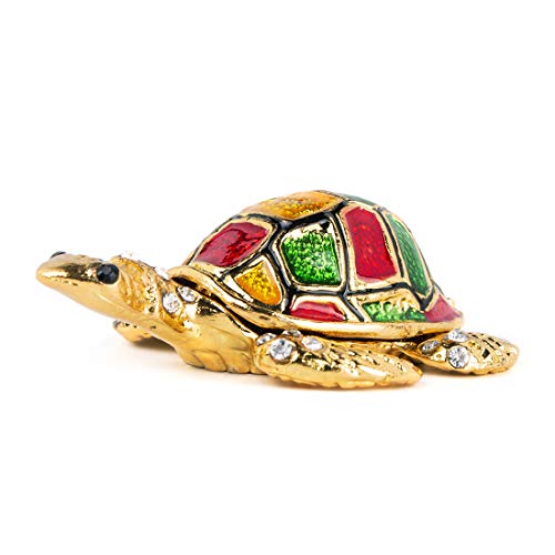 YU FENG - Joyero de tortuga tricolor con bisagras, diseño de tortuga