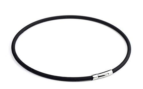 ZIRKONIA Cadena de Cuero para Collar Hombre y Mujer - Cuero Genuino Liso con Doble Cierre Magnético y de Seguridad en Acero Inoxidable - Cordón Negro de 3 mm x 51cm para Colgantes