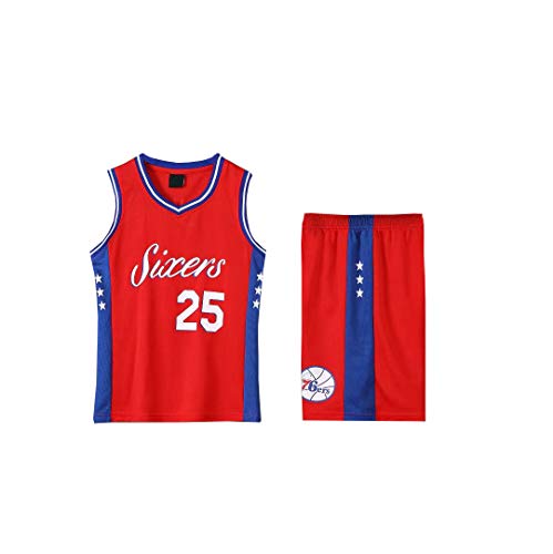 #25 Ben Simmons Camisetas De Baloncesto Philadelphia 76ers,Phila Sixers Swingman Edition Ropa Deportiva Camiseta De Malla Unisex De Secado RáPido Top Shorts Sets-Red-L