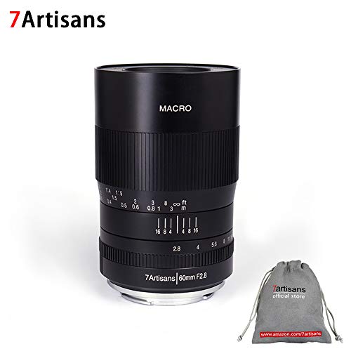 7artisans - Lente fija de gran angular para cámaras Sony Emount A7 A7II A7R A7RII A7S A7SII A6500 A6300 A6000 A5100 A5000 EX-3 NEX-3N NEX-3R NEX-C3 NEX-F3K NEX-5 NEX-5N (60 mm), color negro