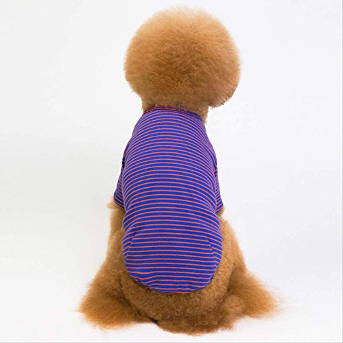 AHJSN Ropa para Mascotas Primavera y Verano Nueva Camiseta con Rayas de Fondo Camisa para Perro Mascota XXL/Busto 57Cm Longitud de Espalda 41Cm Púrpura