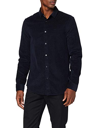 Armani Exchange Corduroy Pois Shirt Camisa, (Navy & White Minidot 7521), Medium para Hombre