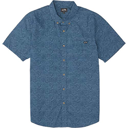 Billabong Sundays - Camisa de manga corta para hombre, diseño floral y a escala pequeña -  Azul -  Small