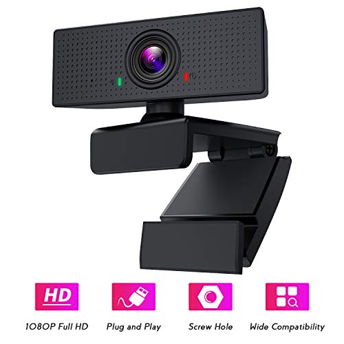 BOIFUN Webcam PC 1080P con Micrófono, Full HD Cámara Web USB Portátil para Videoconferencia Estudios Conferencias Grabación Juegos, Compatible con Windows Mac Linux Android TV [Gestionado por Amazon]