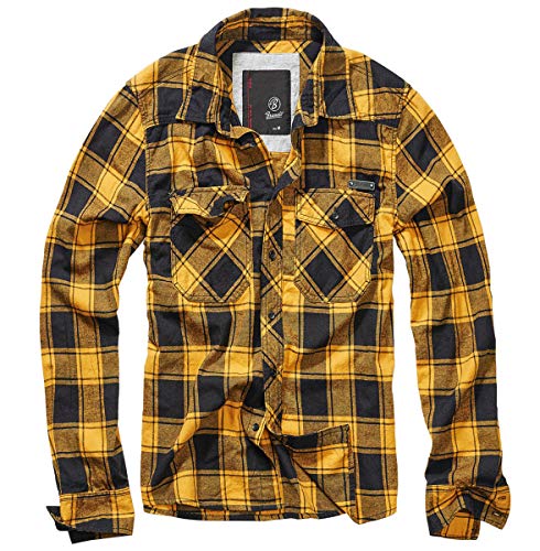 Brandit Check Shirt, Men Fred Negro-Amarillo M