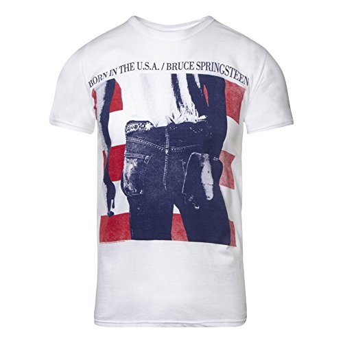 Bruce Springsteen Camiseta USA de Manga Corta (Blanco)