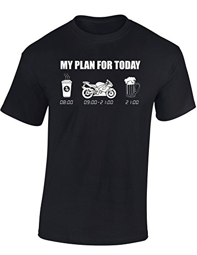 Camiseta: My Plan for Today: Moto/Motero - Biker/Trabajo / / T-Shirt Unisex/Trabajo/Motocicleta/Tuning/Carrera/Regalo para Motero (XXL)