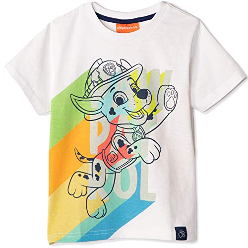 Camiseta original de la Patrulla Canina de Nickelodeon para niño de manga corta 100% algodón, con personajes de Chase, Marshall de 2 a 8 años Blanco blanco (122 cm)/6- 7 años