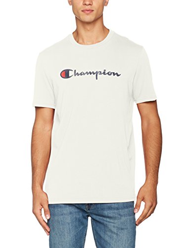 Champion Classic Logo Camiseta, Ecru, S para Hombre