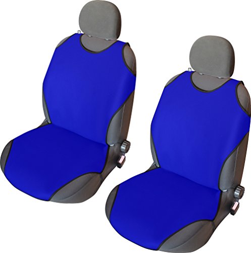 CSC402 -Funda para asiento de coche con forma de camiseta, Cojín para asiento de coche, Funda Cubierta Protector Asiento de coche, respaldo asiento Azul (1 par)