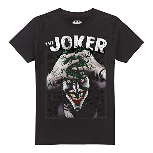 DC Comics Crazed Joker Camiseta, Negro (Black Blk), Medium para Hombre