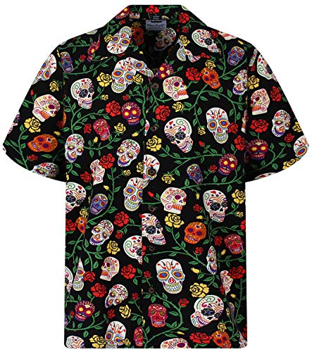 D.C. Original Camisa Hawaiana, Skulls, Negro XS