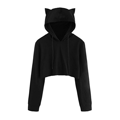 DEELIN Orejas De Gato Lindo De Las Mujeres De Manga Larga Sudadera con Capucha Sudadera con Capucha Camisa De OtoñO E Invierno Modelos (M, Negro)