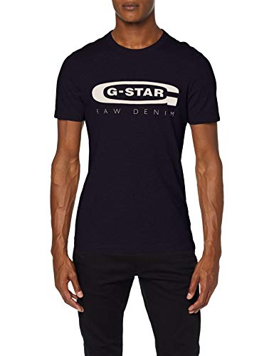 G-STAR RAW Graphic Logo 4 Camiseta, Azul, XX-Large (Talla del Fabricante:) para Hombre