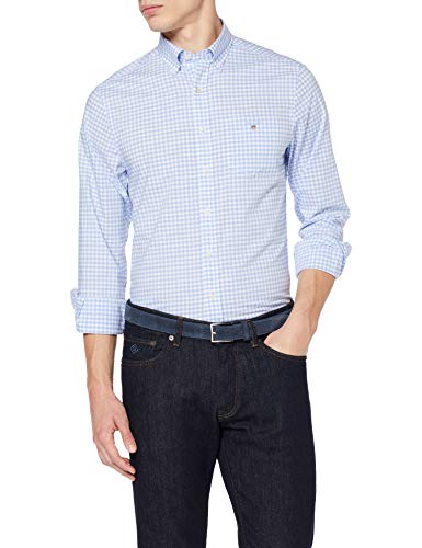 GANT The Broadcloth Gingham Reg BD Camisa, Azul (Capri Blue 468), Small para Hombre