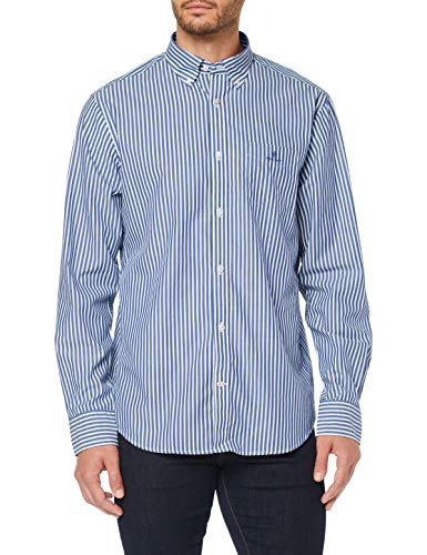 GANT The Broadcloth Stripe Reg BD Camisa, Azul (College Blue 436), Medium para Hombre