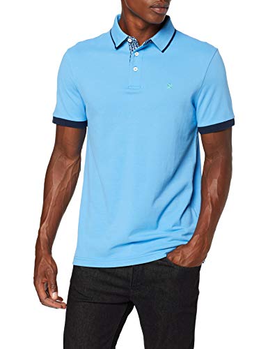 Hackett Geo Swim Trim Polo, Azul (Aqua 508), Small para Hombre