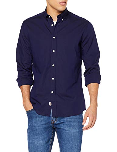 HKT by Hackett Hkt Washed Pinpoint Camisa, (Navy 595), Large para Hombre