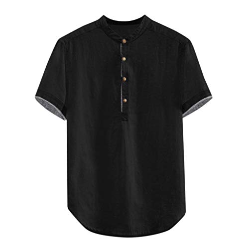 Hombre Cuello En V Camisetas Manga Larga Botón En Slim para Camisa Ocio Color Sólido La Moda Blusa Superior Retro Henley Camisas