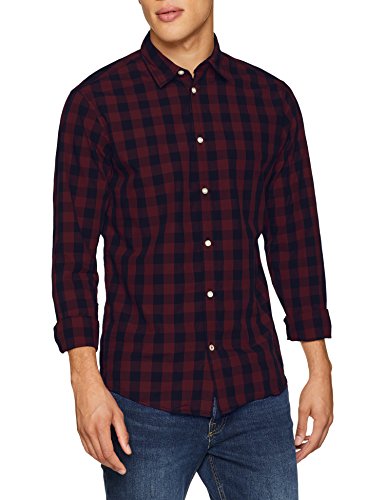 Jack & Jones Jjegingham Shirt L/s Camisa, Multicolor (Port Royale Checks: Mixed Navy), Large para Hombre