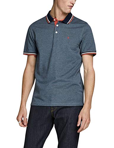 Jack & Jones JJEPAULOS Polo SS Noos Camisa, Azul Vaquero, XL para Hombre