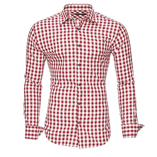 Kayhan Hombre Camisa Slim fit, Oktoberfest Red L